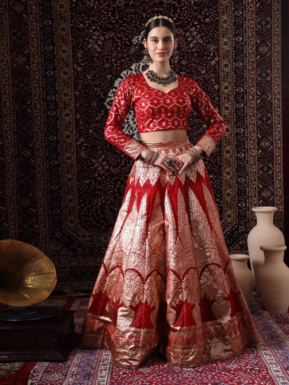 Red Pottery Pot Lehenga - Image 5