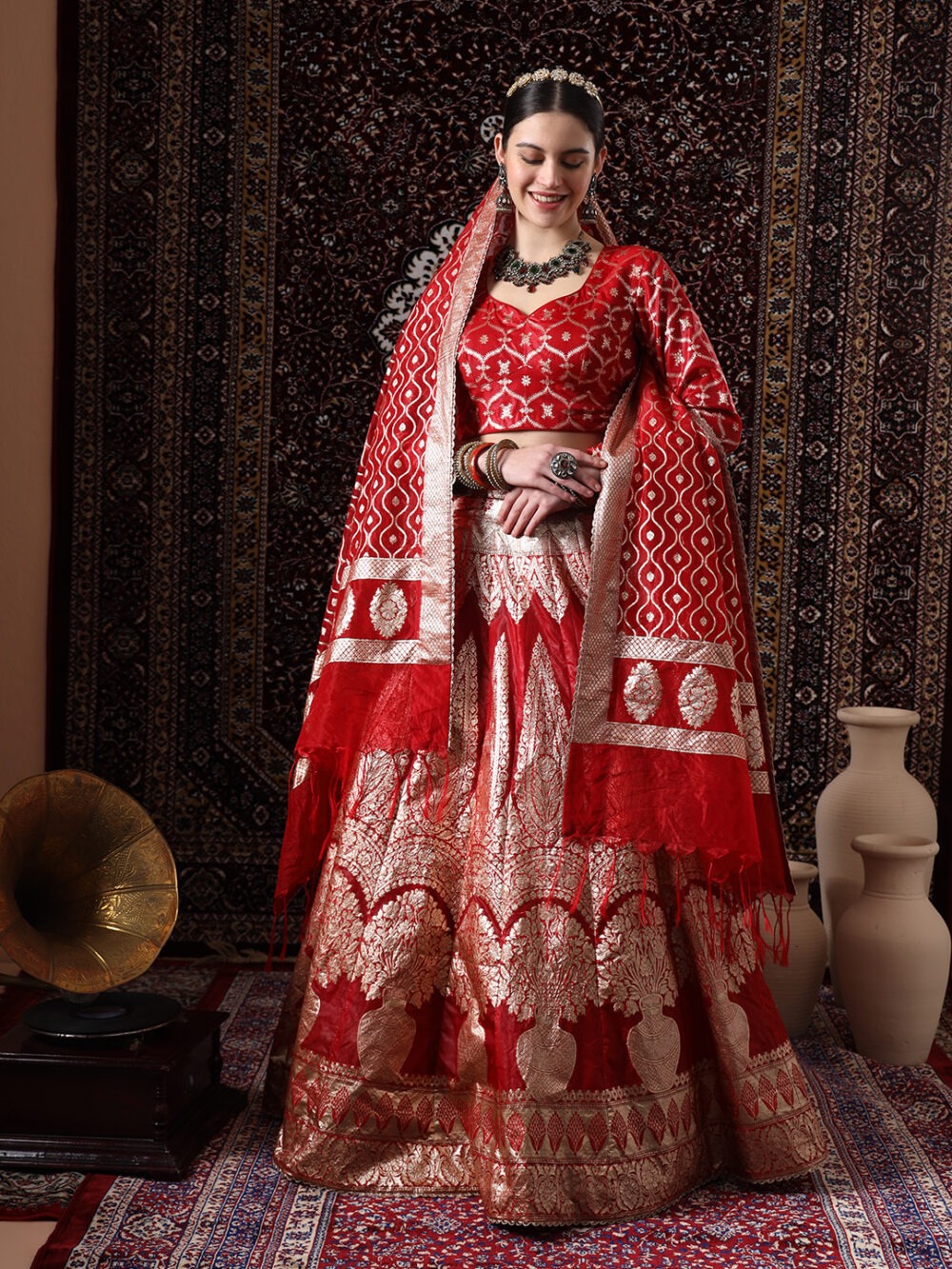Red Pottery Pot Lehenga - Image 2